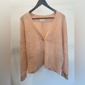 Blush cardigan with rhinestone buttons